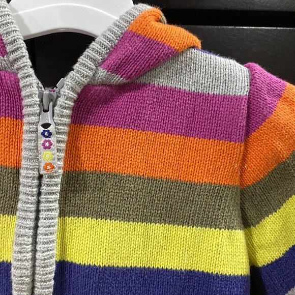 Carters girl 24 Months zip up sweater hoodie rainbow stripe - Picture 5 of 6